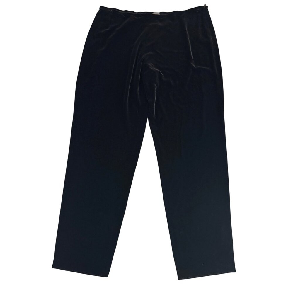 Eileen Fisher Washable Silk Stretch Velvet Black Slim Pants Side Zip Size XL NWT